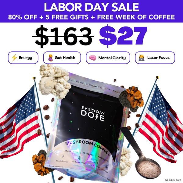 mushroom coffee, functional coffee, coffee blend, wellness coffee, nootropic coffee, sale promotion, bundle offer, flat lay, energetic, bold, purple, neutral